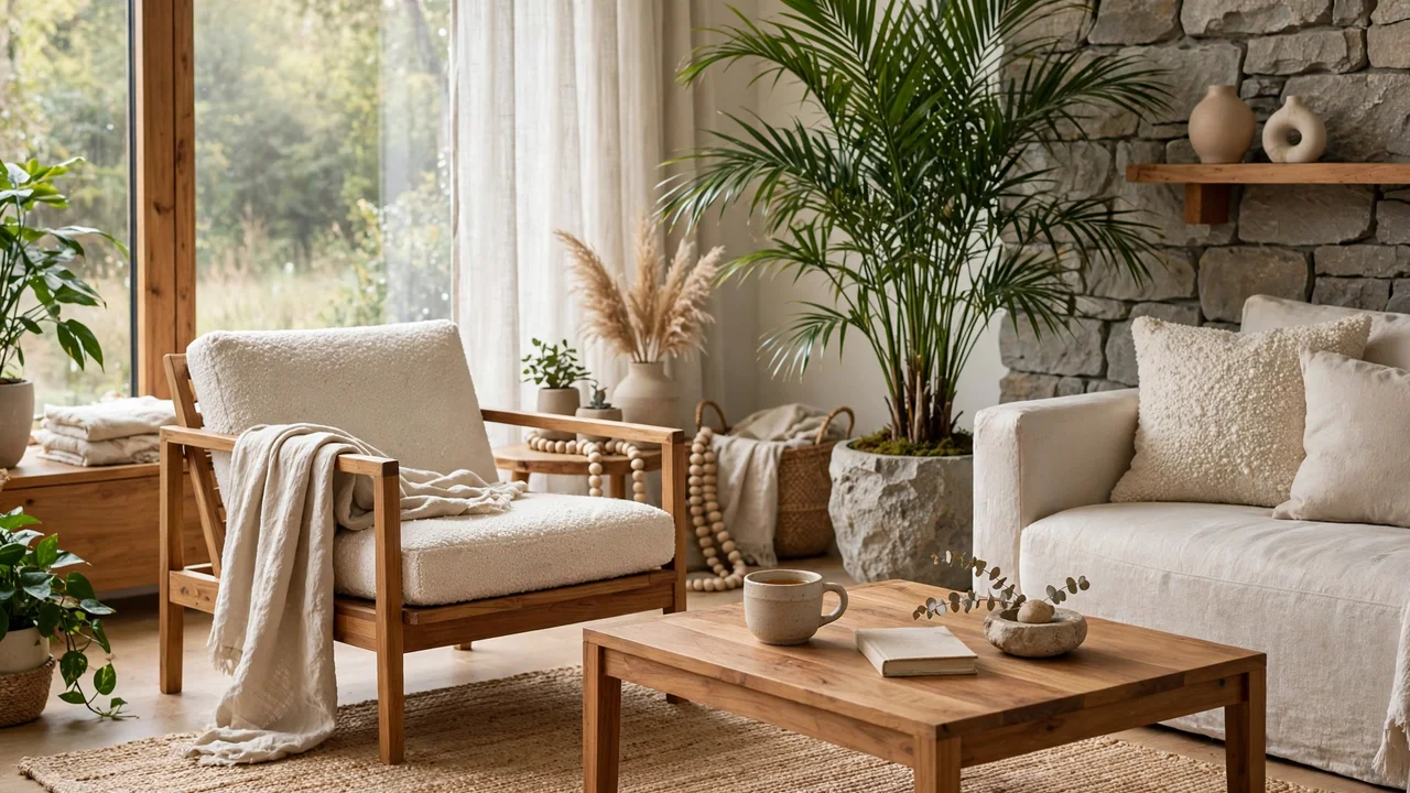 Naturaleza y Bienestar en Casa: Teca Natural, Lino y Plantas XL